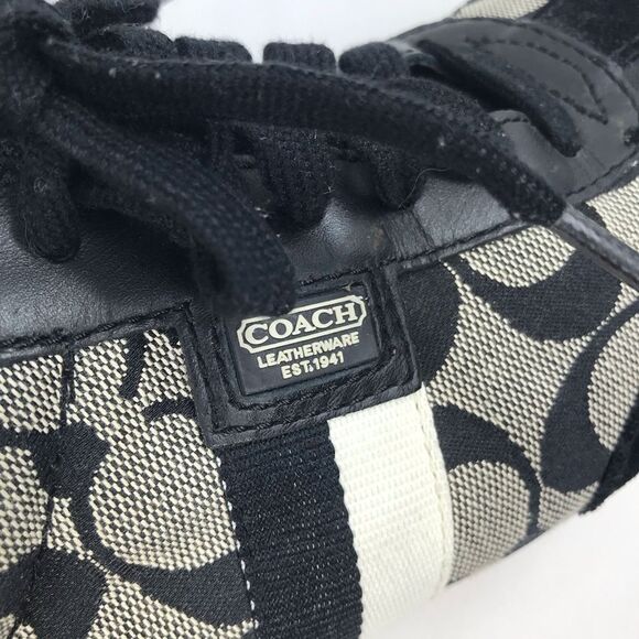 Coach JOSS Black Suede Gray Signature Monogram Canvas Lace Up Casual Sneakers - Picture 13 of 15